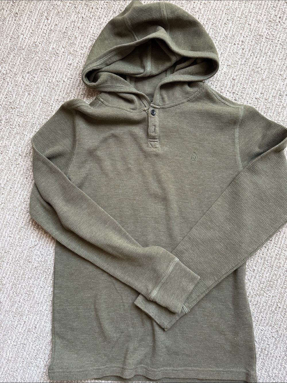 Youth Boys Olive Hooded Thermal Long-Sleeve Shirt